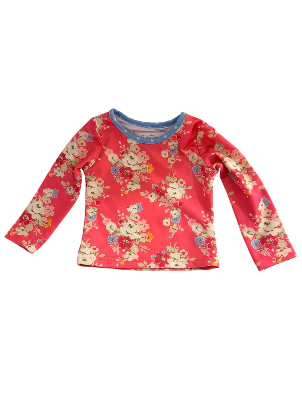 SweetHoney Pink Long Sleeve Floral Print Swim Rash Guard, size 12 Months